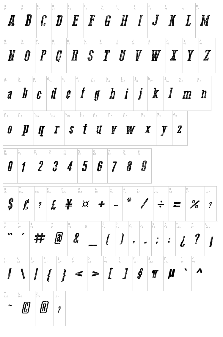 Go 2 Old Western font map